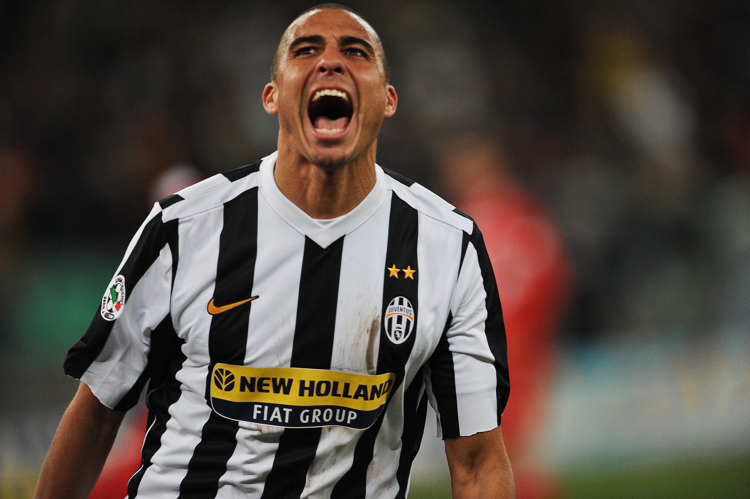 Juventus French forward David Trezeguet celebrates after scoring against Bariduring in their Italian Serie A football match on December 12, 2009 at Bari's St. Nicola stadium. AFP PHOTO / ANDREAS SOLARO (Photo credit should read ANDREAS SOLARO/AFP via Getty Images)