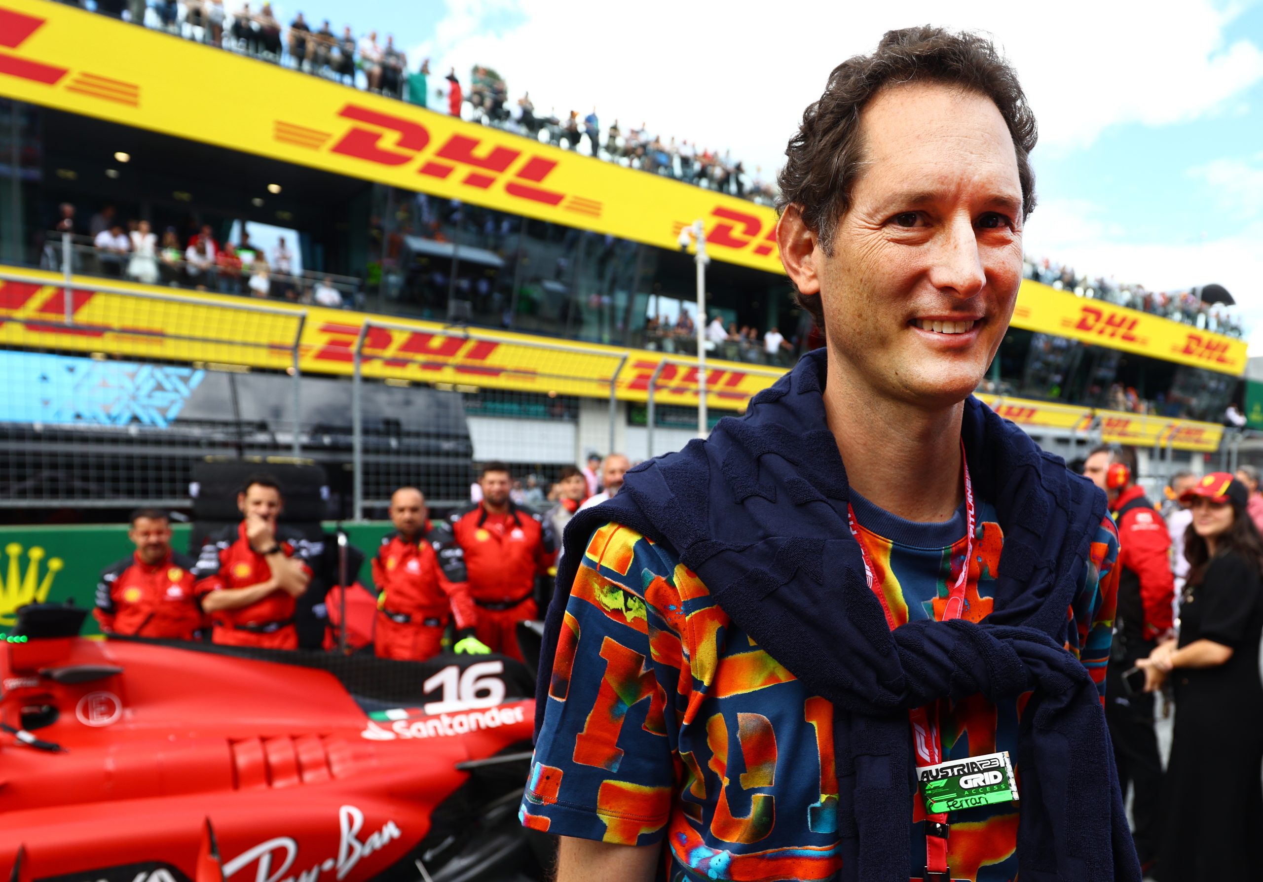 SPIELBERG, AUSTRIA - JULY 02: John Elkann, Executive Chairman of Ferrari looks on from the grid during the F1 Grand Prix of Austria at Red Bull Ring on July 02, 2023 in Spielberg, Austria. (Photo by Mark Thompson/Getty Images)