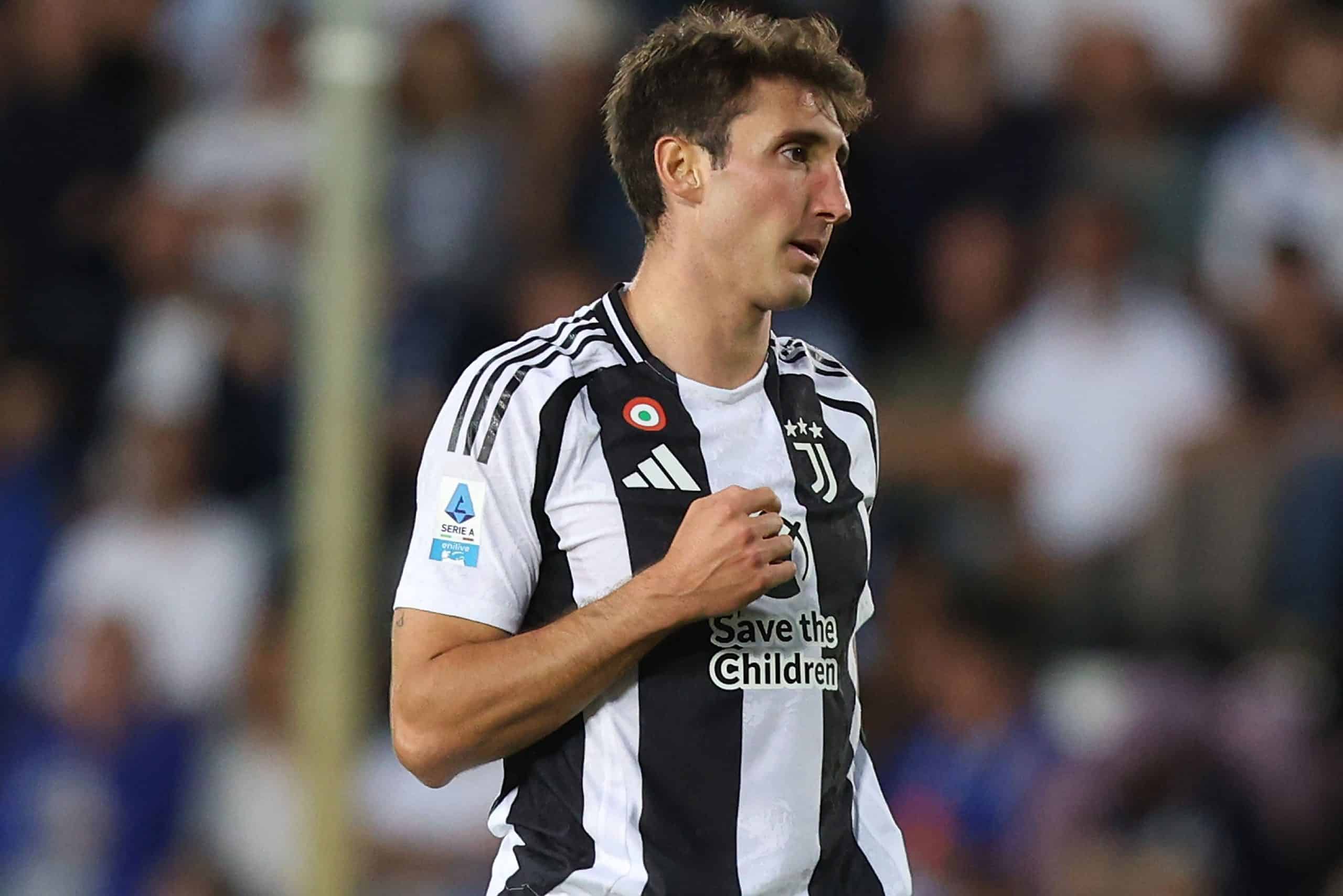 EMPOLI, ITALY - SEPTEMBER 14: Andrea Cambiaso of Juventus reacts during the Serie A match between Empoli and Juventus at Stadio Carlo Castellani on September 14, 2024 in Empoli, Italy. (Photo by Gabriele Maltinti/Getty Images)