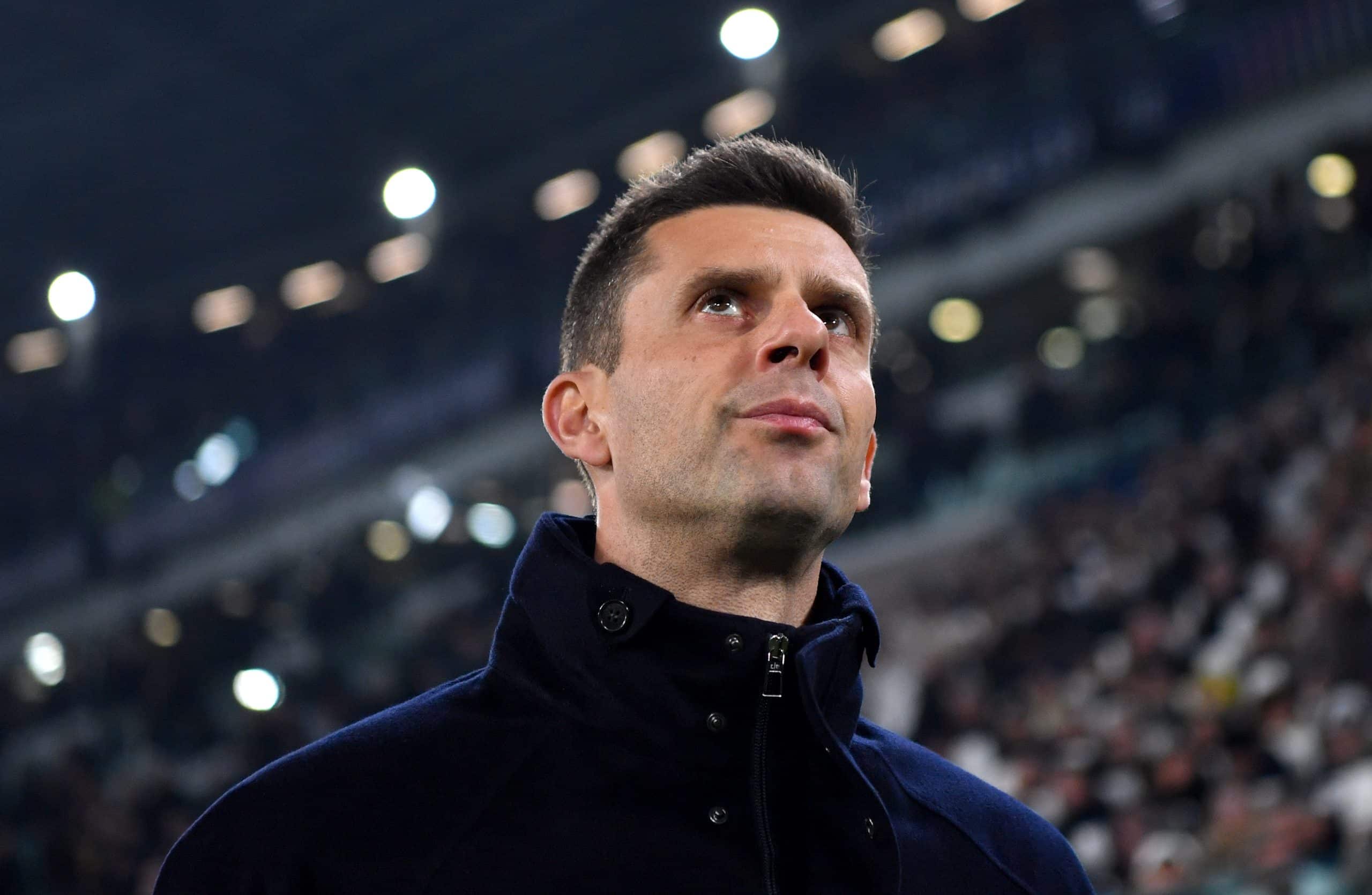 TURIN, ITALY - FEBRUARY 11: Thiago Motta, Head Coach of Juventus, looks on prior to the UEFA Champions League 2024/25 League Knockout Play-off first leg match between Juventus and PSV at Allianz Stadium on February 11, 2025 in Turin, Italy. (Photo by Valerio Pennicino/Getty Images)