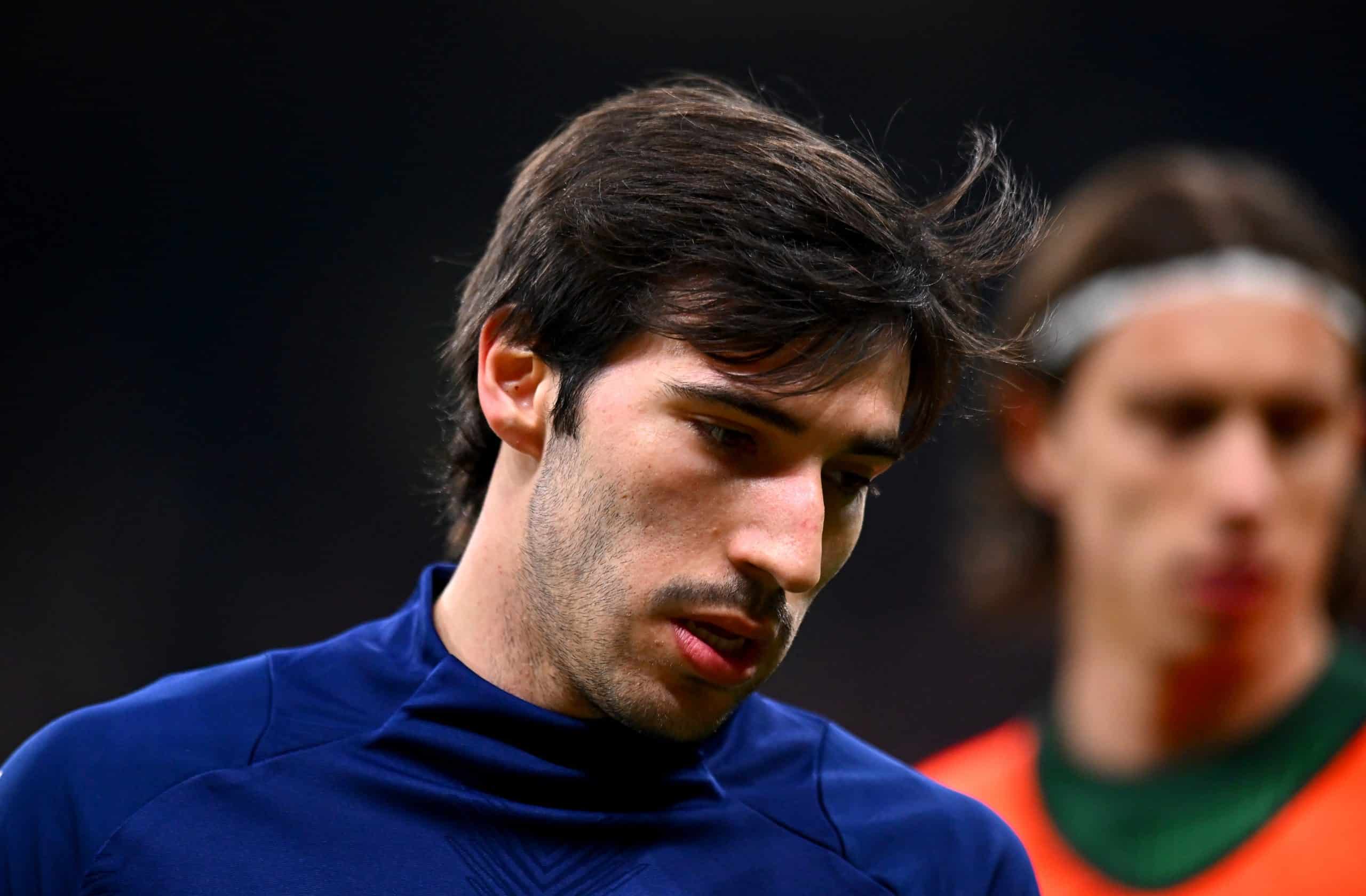 MILAN, ITALY - MARCH 20: Sandro Tonali of Italy warms up prior to the UEFA Nations League quarterfinal leg one match between Italy and Germany at Stadio San Siro on March 20, 2025 in Milan, Italy. (Photo by Alessandro Sabattini/Getty Images)