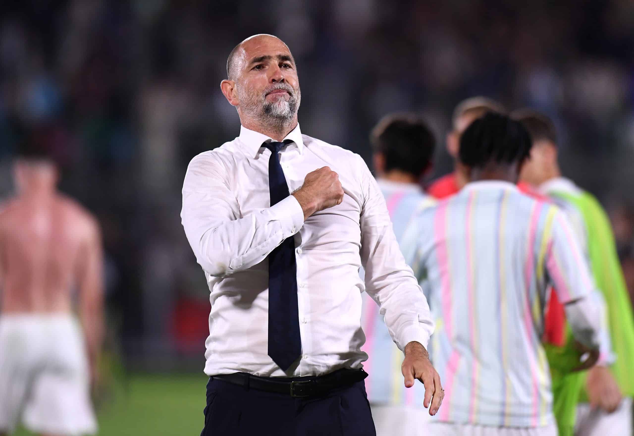 VENICE, ITALY - MAY 25: Igor Tudor, Head Coach of Juventus, shows appreciation to the fans after the team's 3-2 victory following the Serie A match between Venezia and Juventus at Stadio Pier Luigi Penzo on May 25, 2025 in Venice, Italy. (Photo by Alessandro Sabattini/Getty Images)