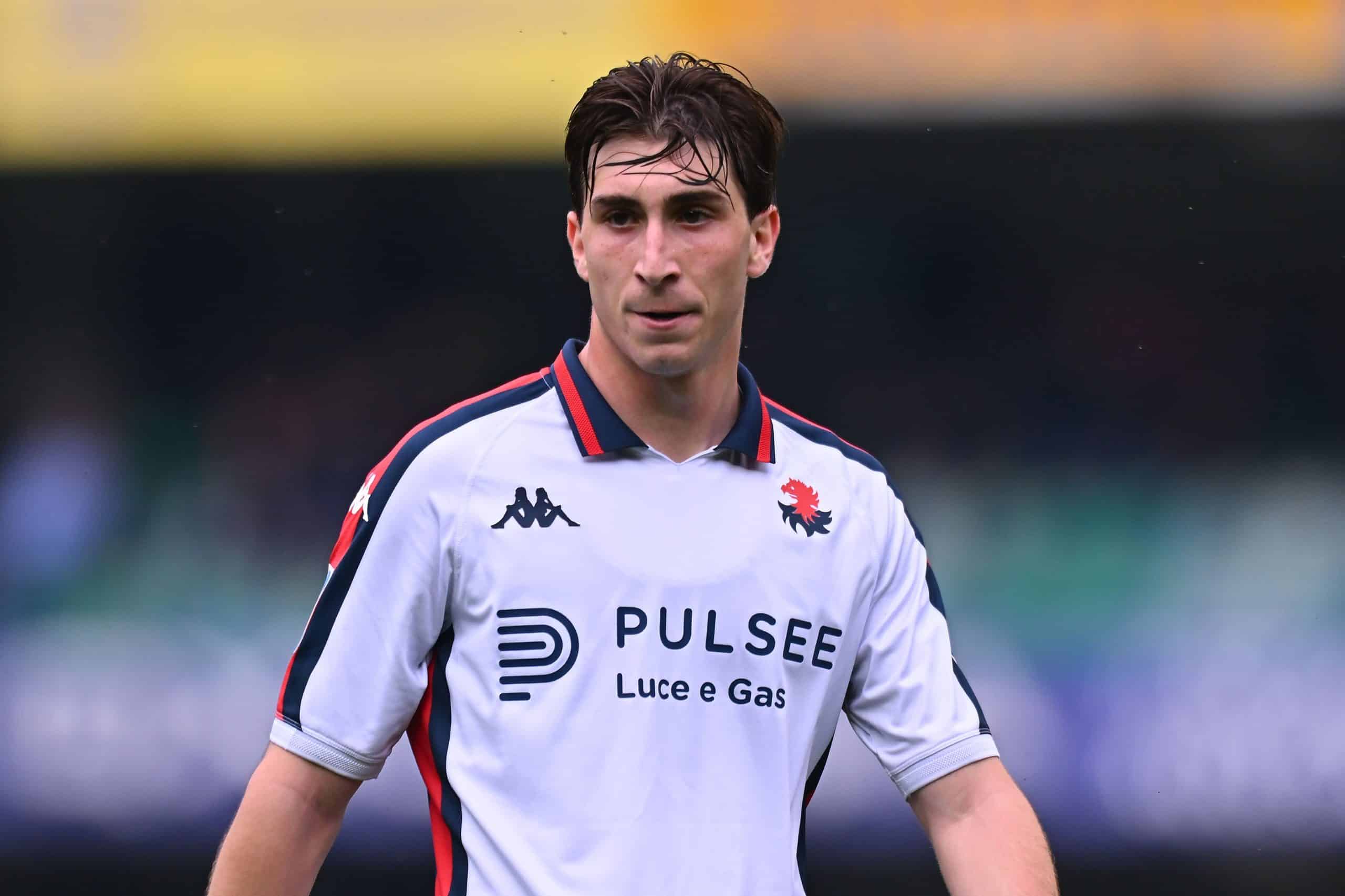 VERONA, ITALY - APRIL 13: Fabio Miretti of Genoa during the Serie A match between Verona and Genoa at Stadio Marcantonio Bentegodi on April 13, 2025 in Verona, Italy. (Photo by Alessandro Sabattini/Getty Images)