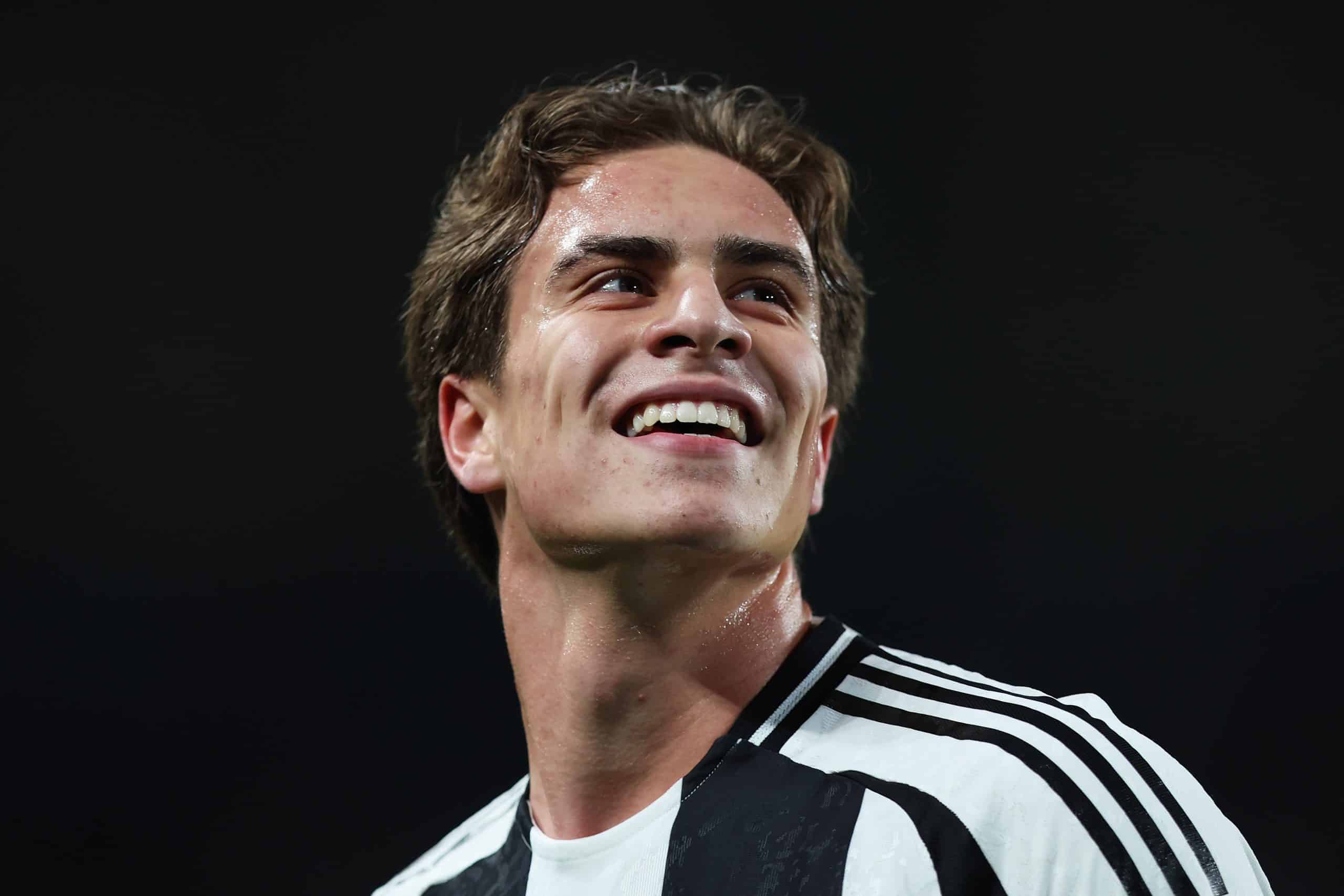 RIYADH, SAUDI ARABIA - JANUARY 03: Kenan Yildiz of Juventus celebrates scoring his team's first goal during the Italian Super Cup Semi-Final match between AC Milan and Juventus at Al Awwal Park on January 03, 2025 in Riyadh, Saudi Arabia. (Photo by Yasser Bakhsh/Getty Images)