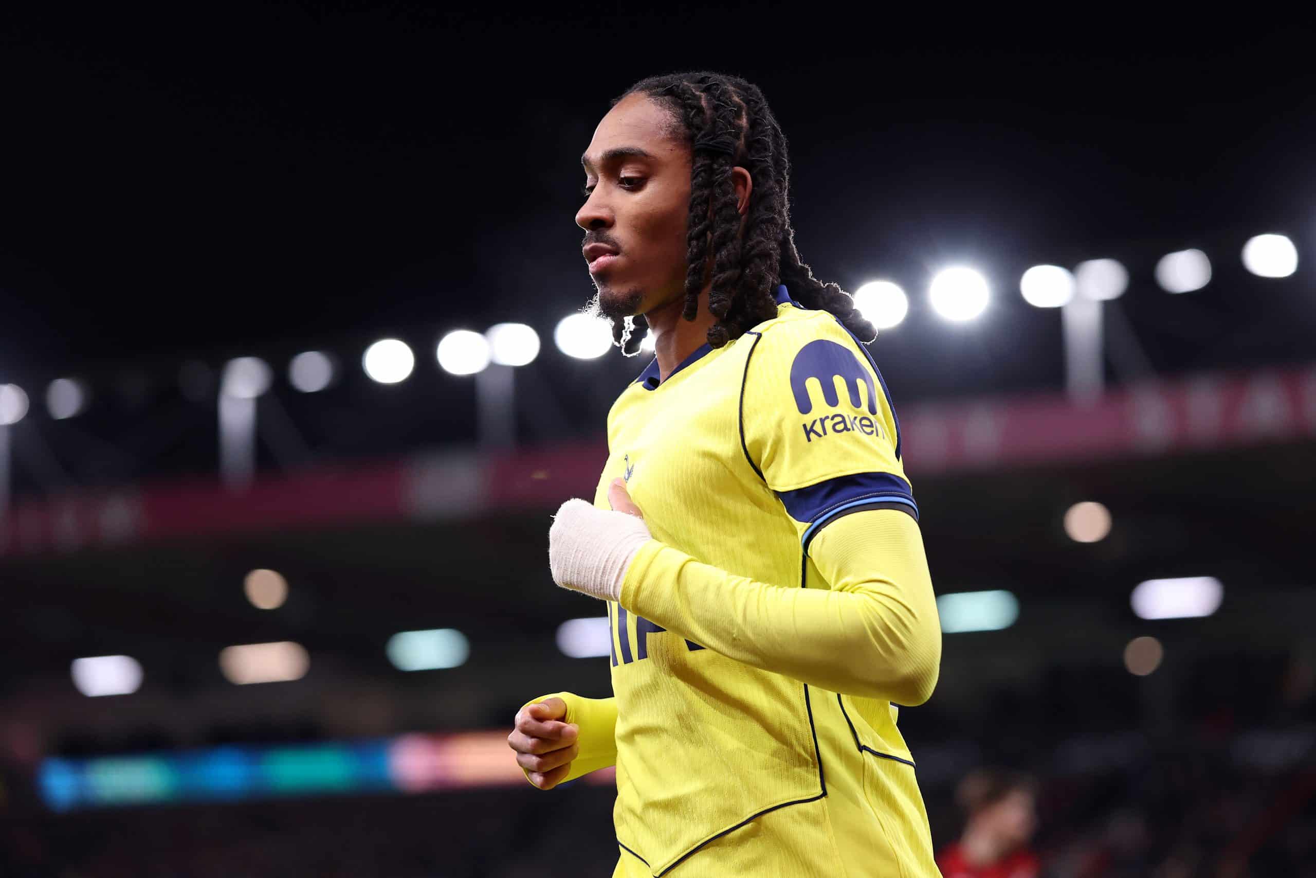 BOURNEMOUTH, ENGLAND - JANUARY 07: Djed Spence of Tottenham Hotspur during the Premier League match between Bournemouth and Tottenham Hotspur at Vitality Stadium on January 07, 2026 in Bournemouth, England. (Photo by Dan Mullan/Getty Images)