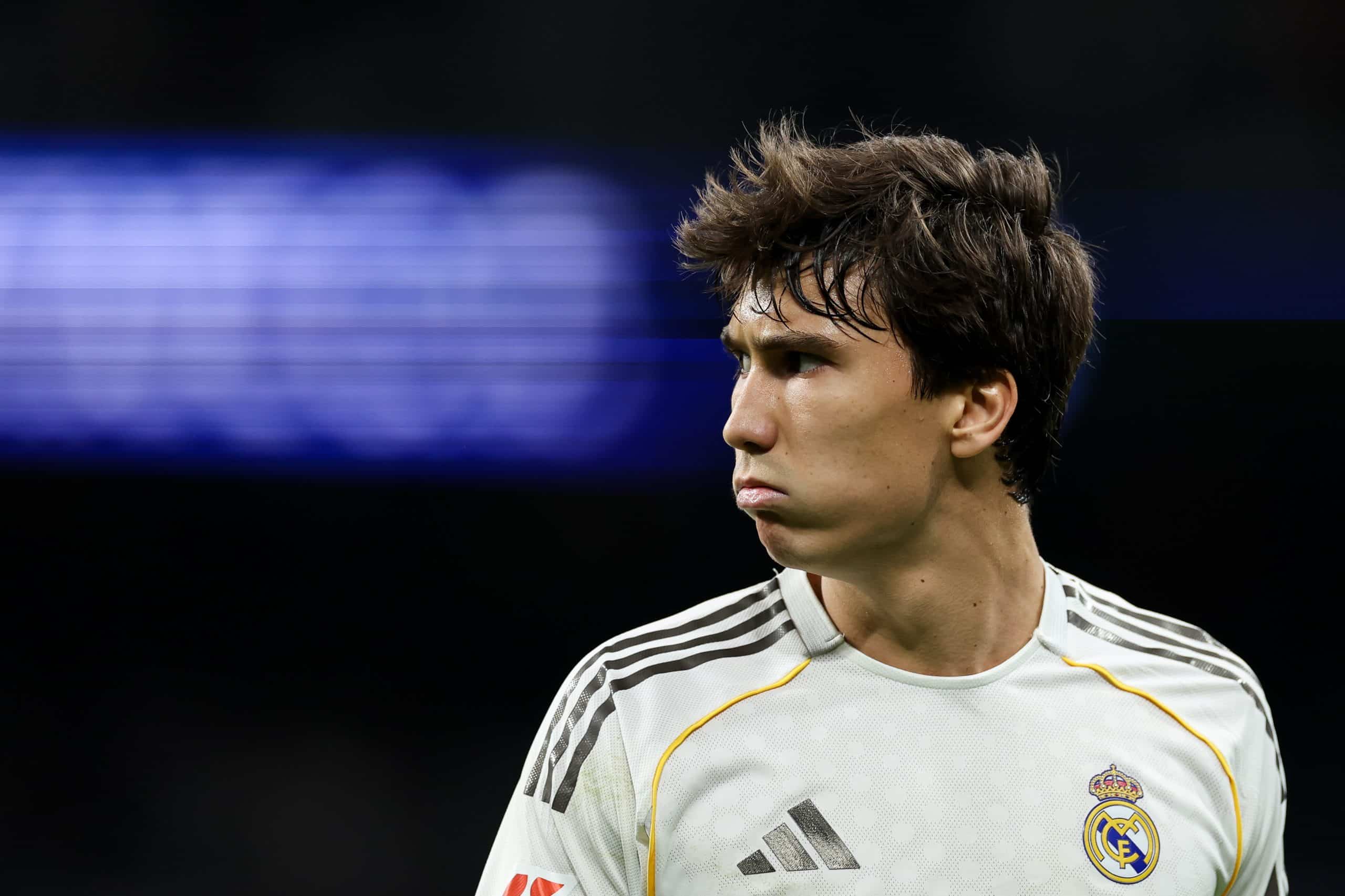 MADRID, SPAIN - MARCH 02: Gonzalo Garcia of Real Madrid
looks on during the LaLiga EA Sports match between Real Madrid CF and Getafe CF at Estadio Santiago Bernabeu on March 02, 2026 in Madrid, Spain. (Photo by Florencia Tan Jun/Getty Images)
